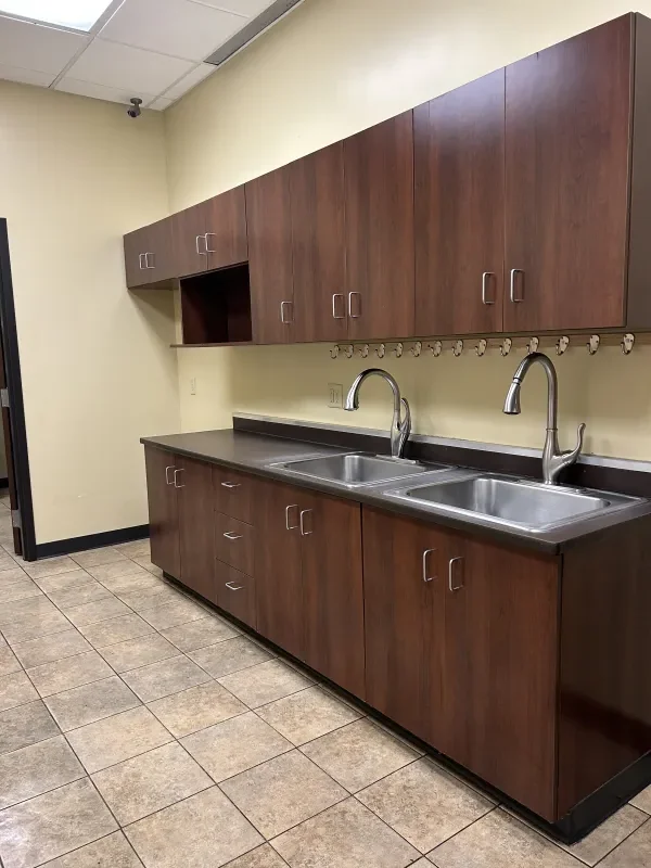 Office break room sinks after commercial cleaning
